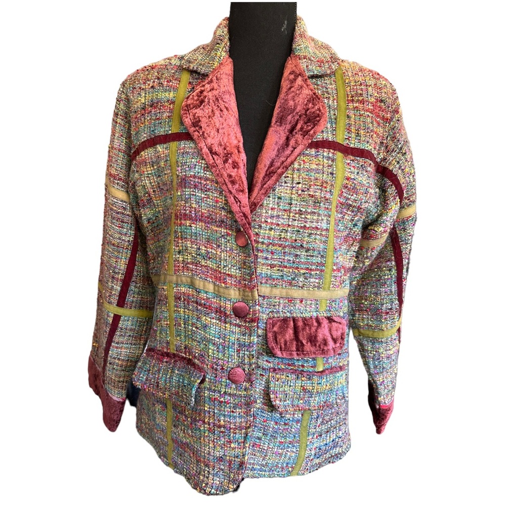 Flashback Couture Mixed Media Tweed Jacket, Size M